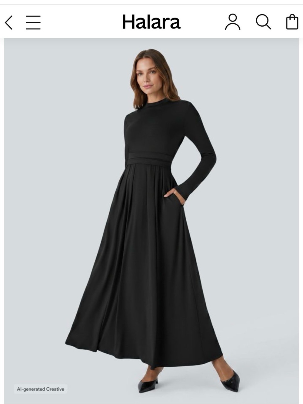 Medium Halara Black Long Sleeve Maxi Dress - Women